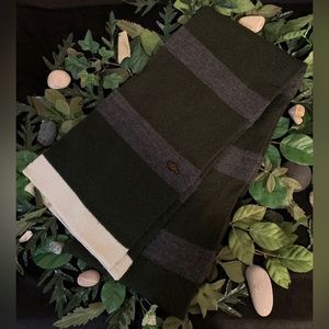 Roots - Green, Grey And White Striped Knit Scarf